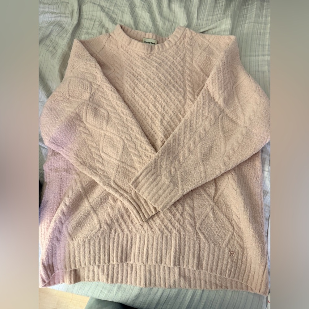 Aritzia Light Pink Cable Knit Sweater